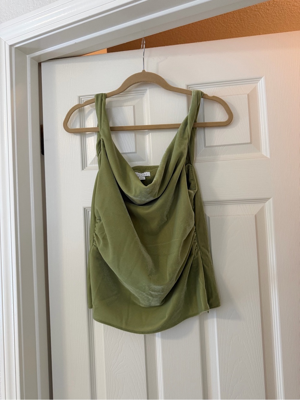 Topshop twist shoulder velvet top